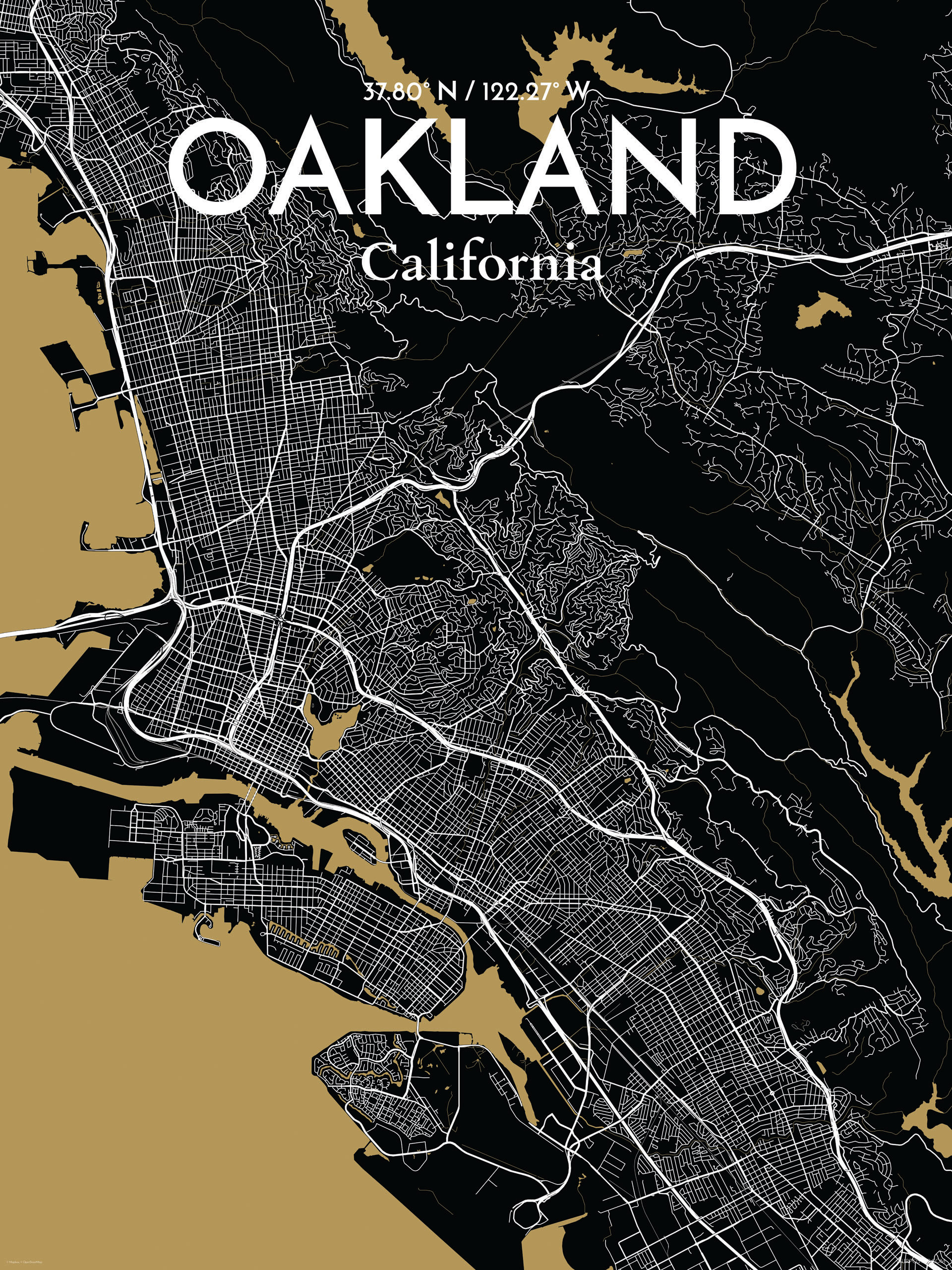 OurPoster Com Oakland City Map Graphic Art Print Poster In Luxe Wayfair " Oakland City Map " 